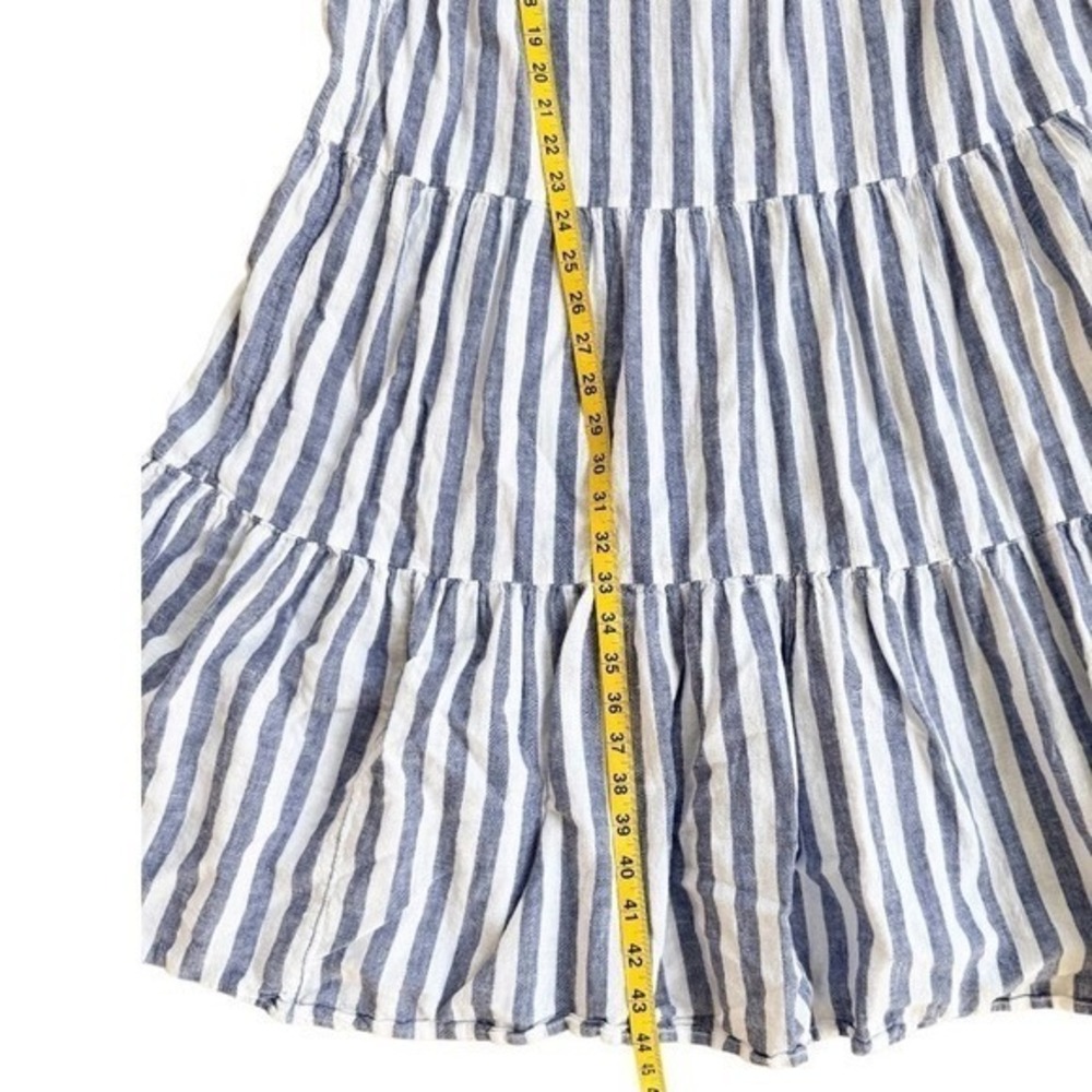 Beach Lunch Lounge Lana Striped Maxi Linen Dress Tiered Smocked Bodice XL - Picture 7 of 9